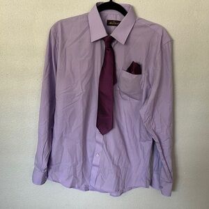Youth Lavender Dress Shirt with Matching Tie and Pocket Square: NWOT